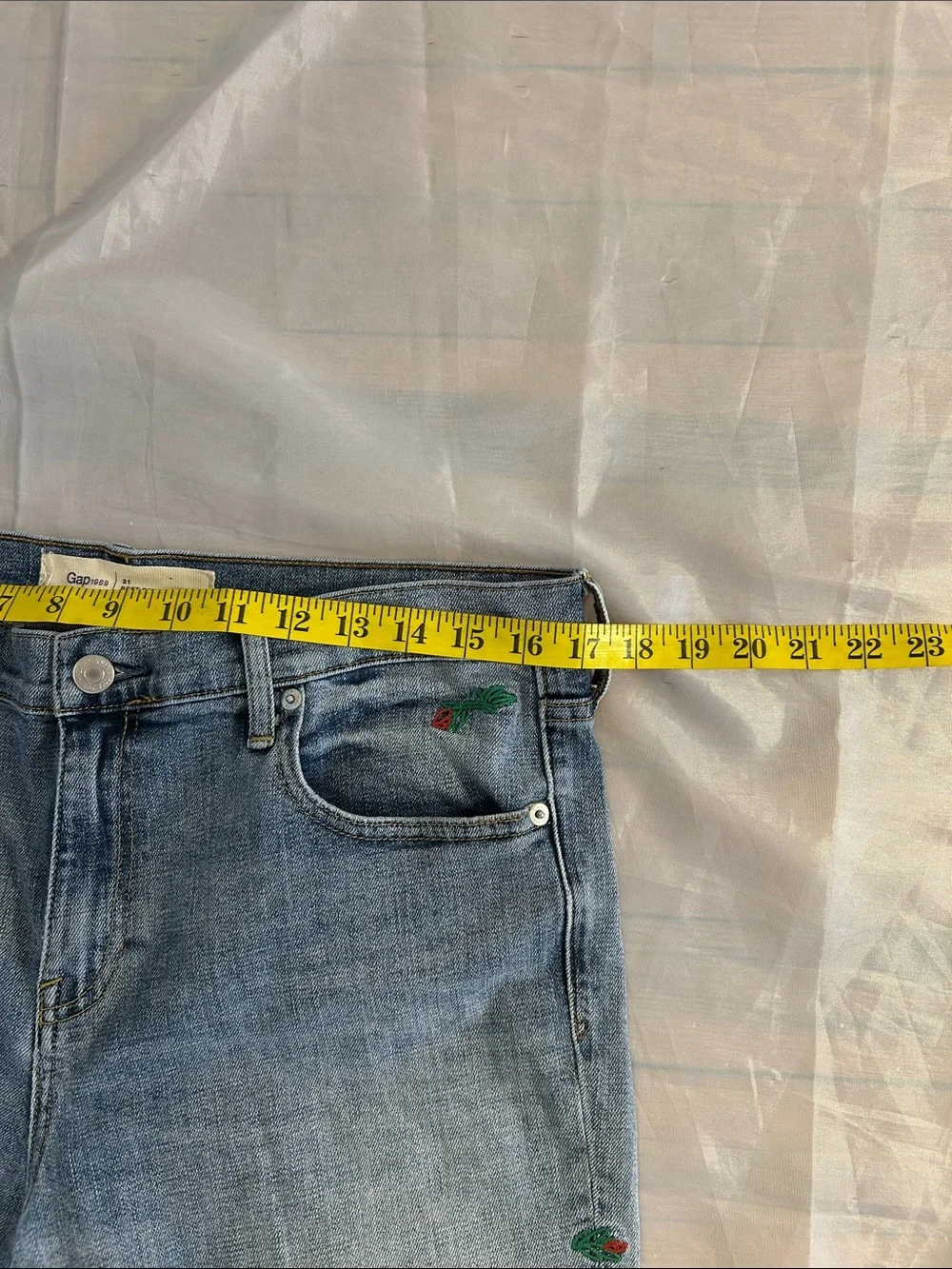 GAP Light Blue Boyfriend Jeans with Floral Patches